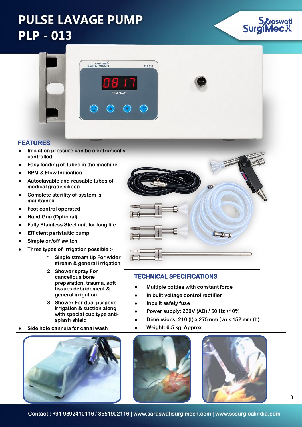 PULSE LAVAGE PUMP PLP -013