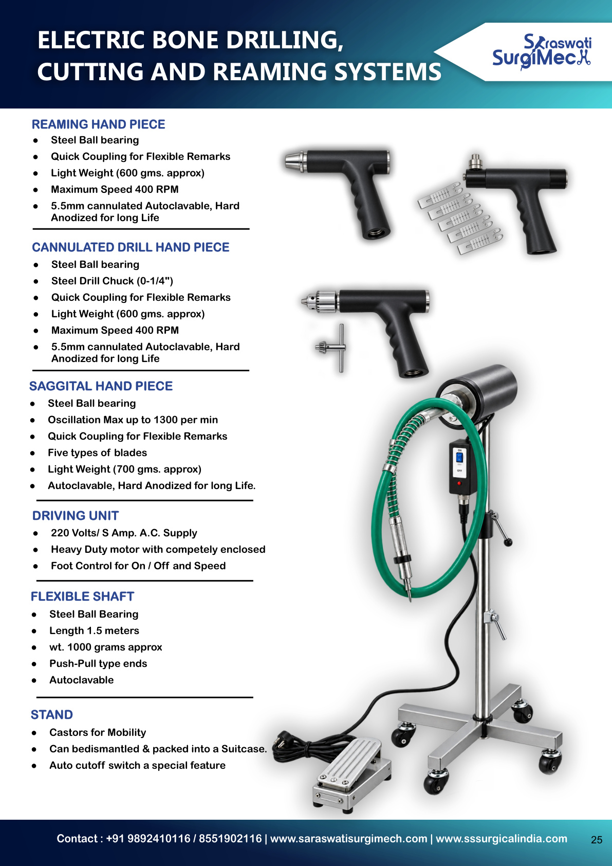 ELECTRIC	BONE	DRILLING,	 CUTTING	AND	REAMING	SYSTEMS