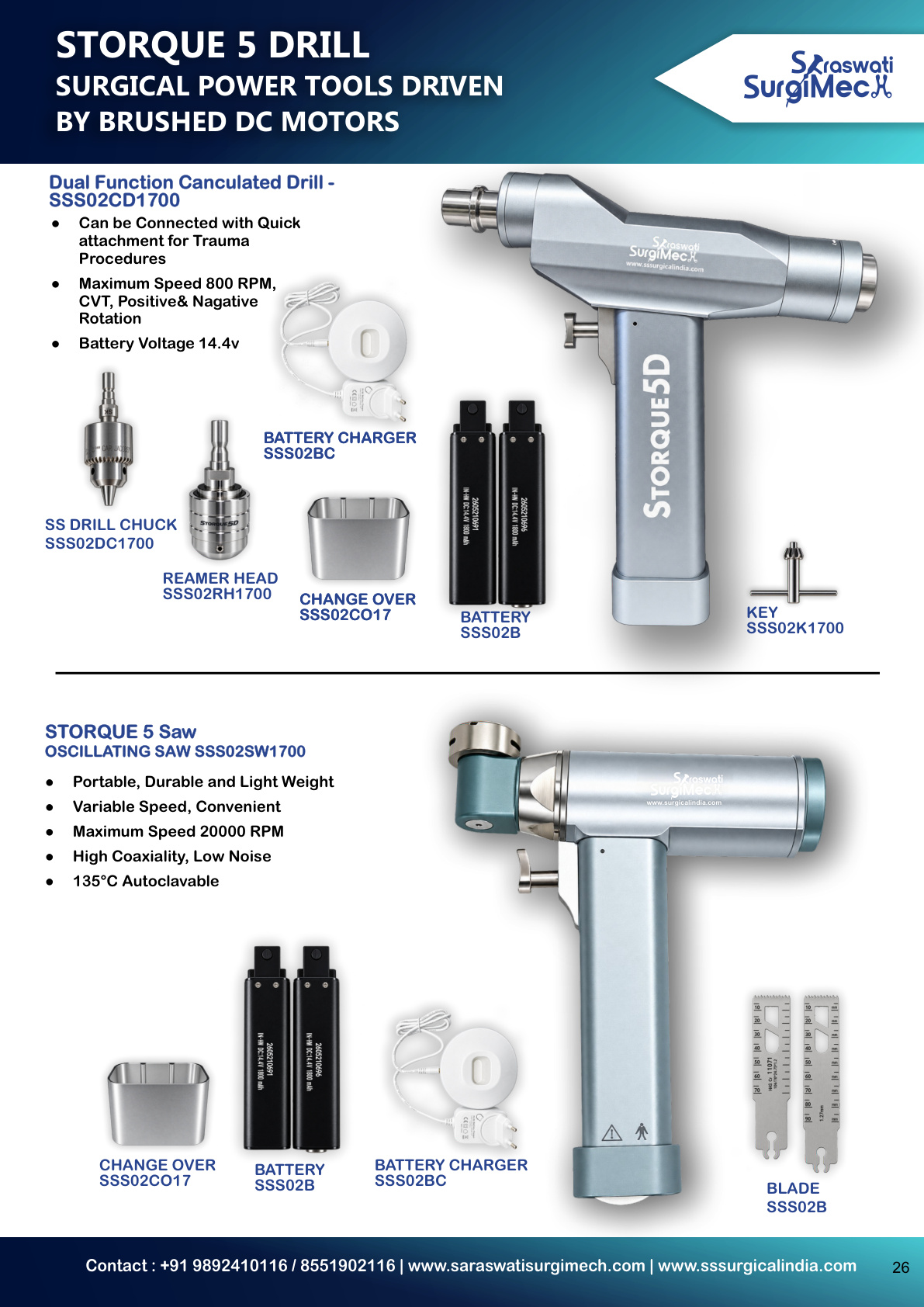 STORQUE	5	DRILL SURGICAL	POWER	TOOLS	DRIVEN BY	BRUSHED	DC	MOTORS