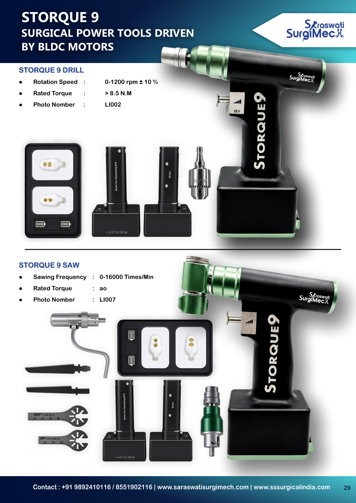 STORQUE	9 SURGICAL	POWER	TOOLS	DRIVEN BY	BLDC	MOTORS