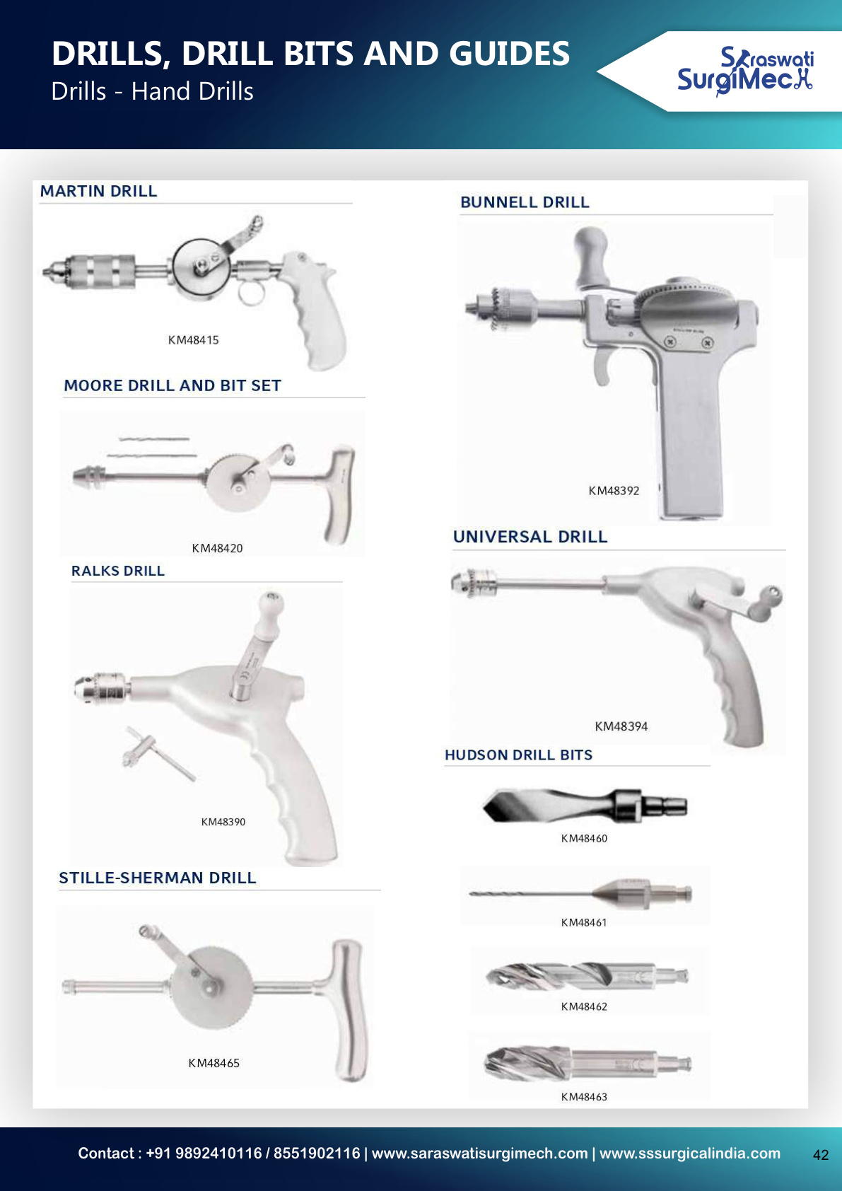 DRILLS,	DRILL	BITS	AND	GUIDES Drills	–	Hand	Drills