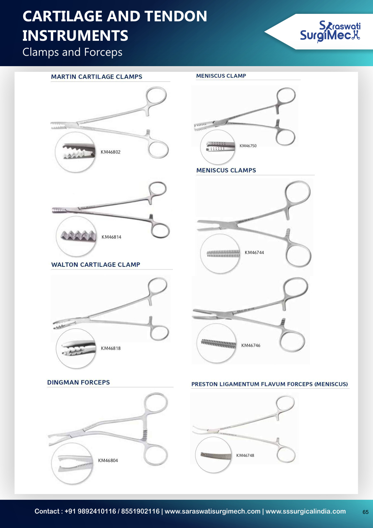 CARTILAGE	AND	TENDON	 INSTRUMENTS Clamps	and	Forceps