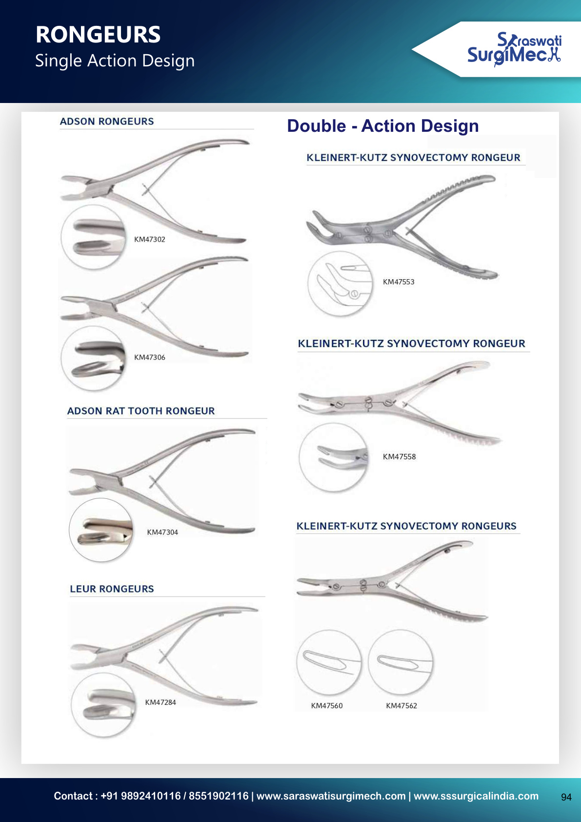 RONGEURS Single	Action	Design