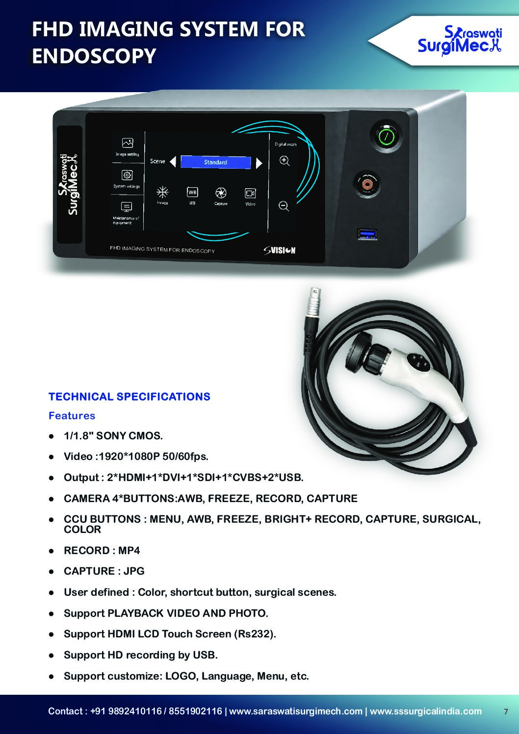 FHD	IMAGING	SYSTEM	FOR	 ENDOSCOPY