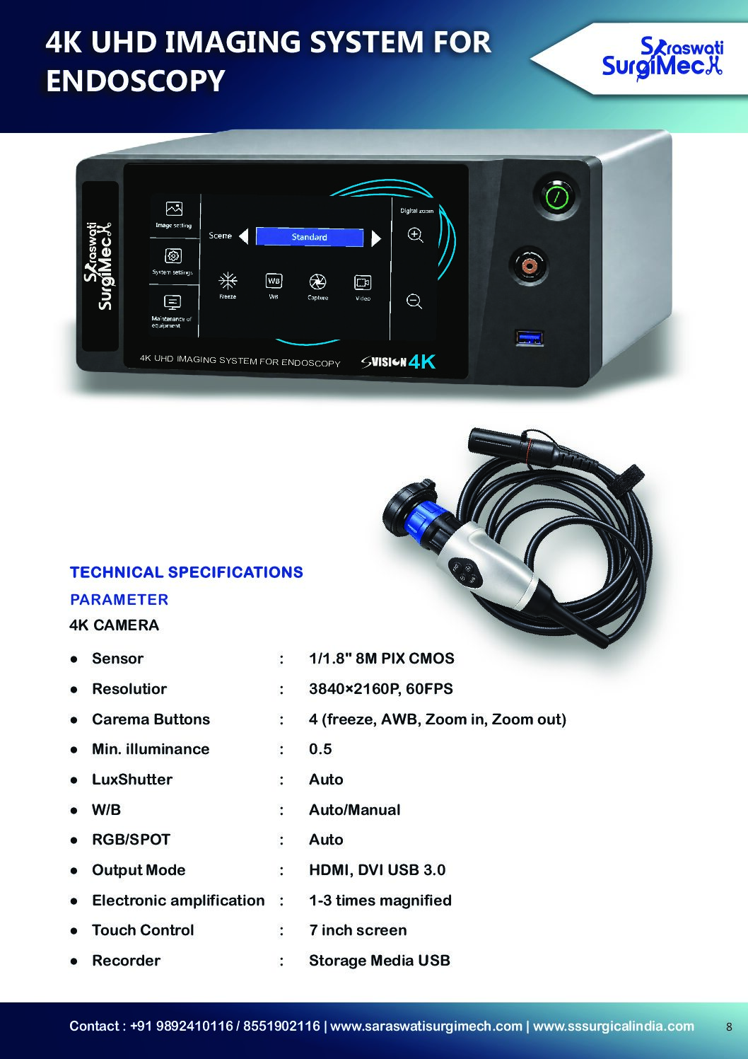 4K	UHD	IMAGING	SYSTEM	FOR	 ENDOSCOPY
