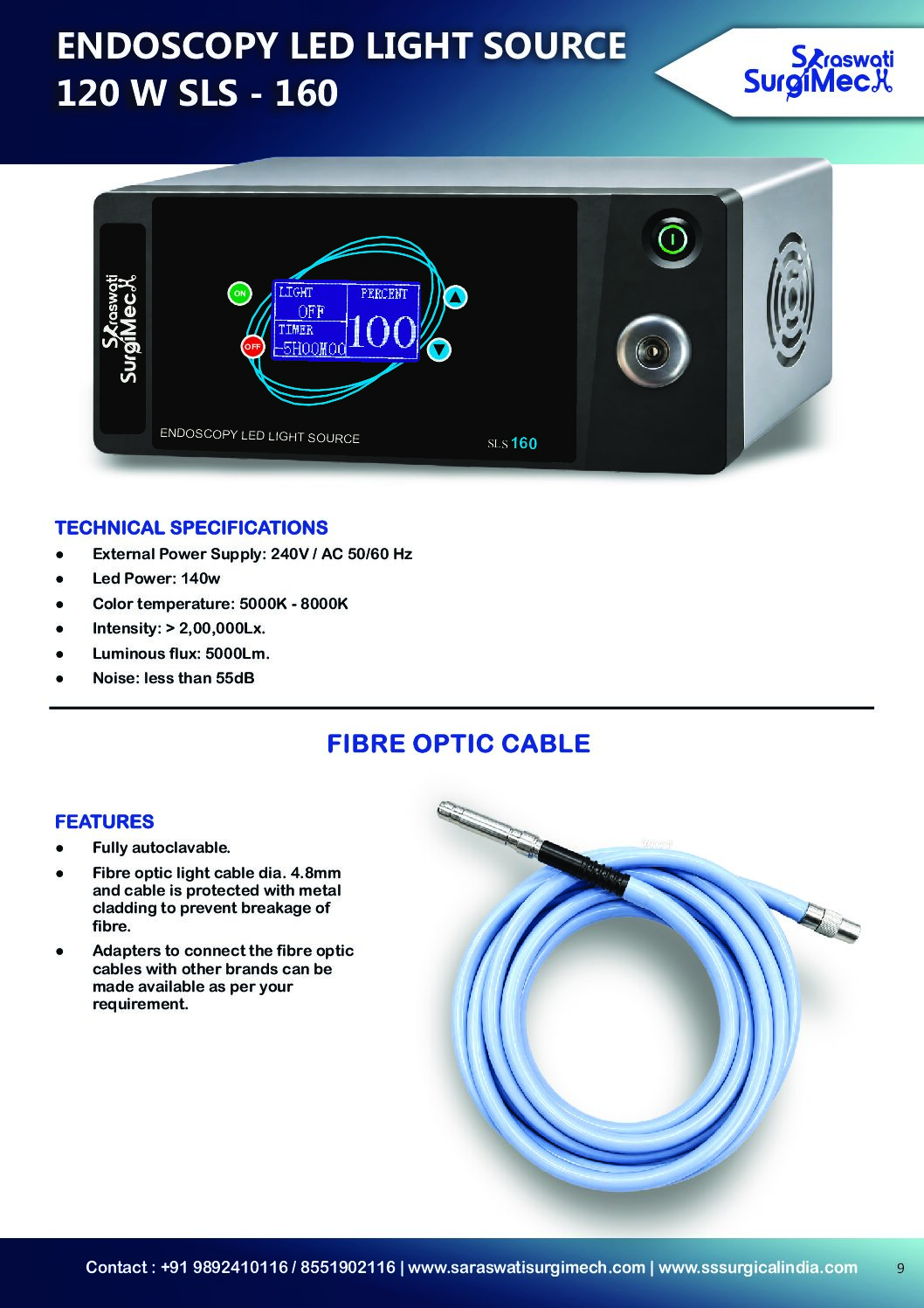 ENDOSCOPY	LED	LIGHT	SOURCE	 120	W	SLS	–	160