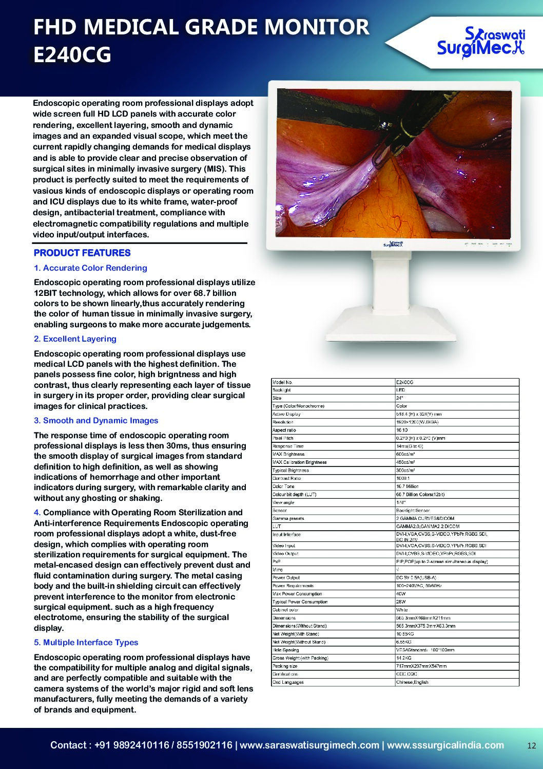 FHD	MEDICAL	GRADE	MONITOR E240CG