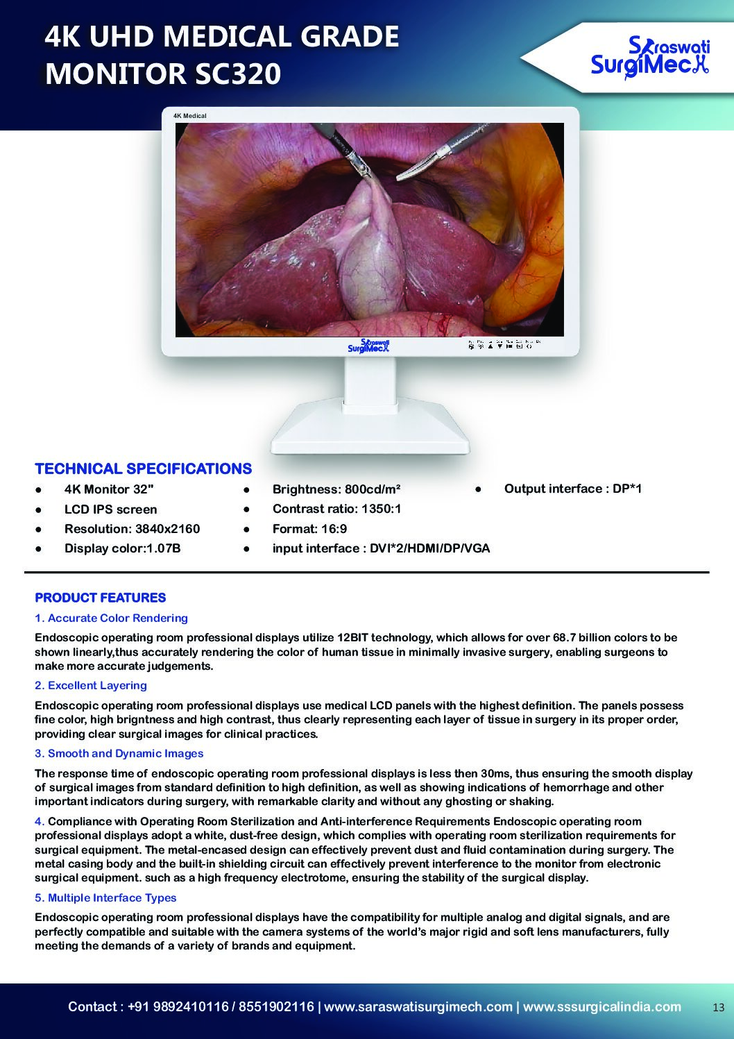4K	UHD	MEDICAL	GRADE	 MONITOR	SC320