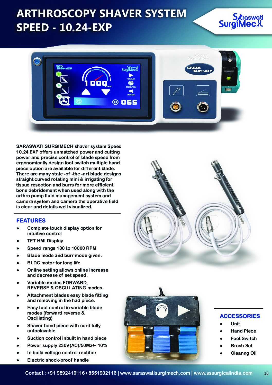 ARTHROSCOPY	SHAVER	SYSTEM	 SPEED	–	10.24-EXP