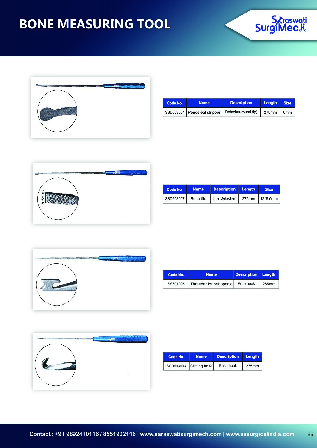 BONE	MEASURING	TOOL